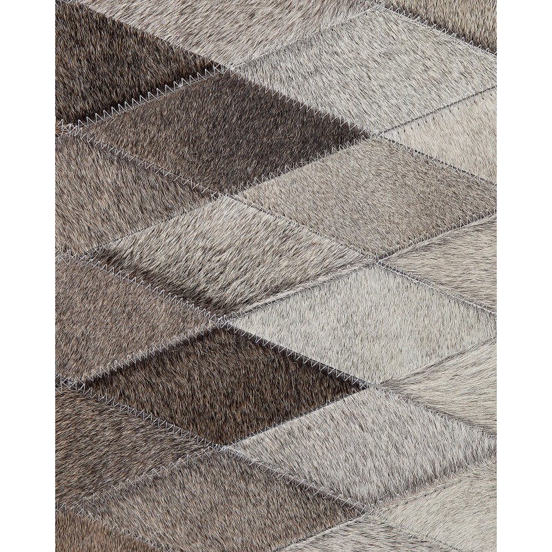 Dywan patchwork skórzany 160 x 230 cm biało-szary MALDAN Dywan patchwork skórzany 160 x 230 cm biało-szary MALDAN