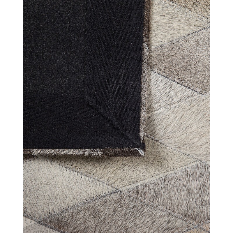 Dywan patchwork skórzany 160 x 230 cm biało-szary MALDAN Dywan patchwork skórzany 160 x 230 cm biało-szary MALDAN