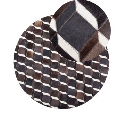 Dywan patchwork okrągły skórzany ⌀ 140 cm brązowy ALPKOY