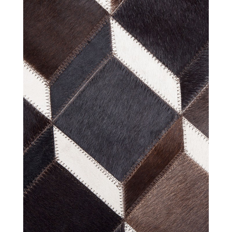 Dywan patchwork okrągły skórzany ⌀ 140 cm brązowy ALPKOY Dywan patchwork okrągły skórzany ⌀ 140 cm brązowy ALPKOY