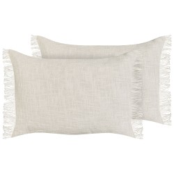 Zestaw 2 poduszek dekoracyjnych MABA Bawełna 50 x 35 cm Złamana biel Jednolity