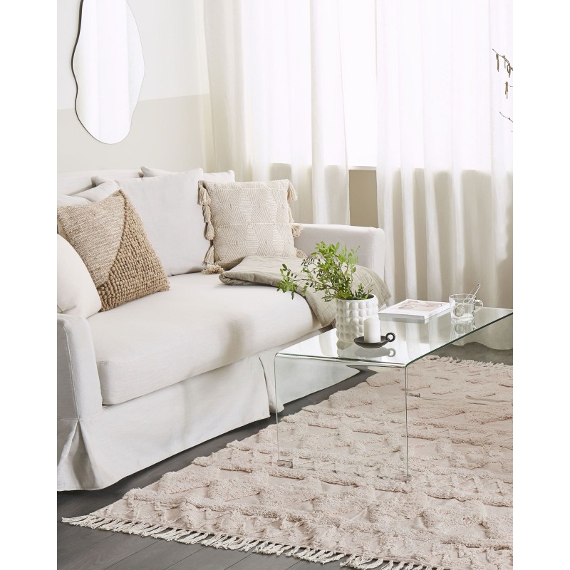 Dywan bawełniany 160 x 230 cm beżowy DIDIM Dywan bawełniany 160 x 230 cm beżowy DIDIM