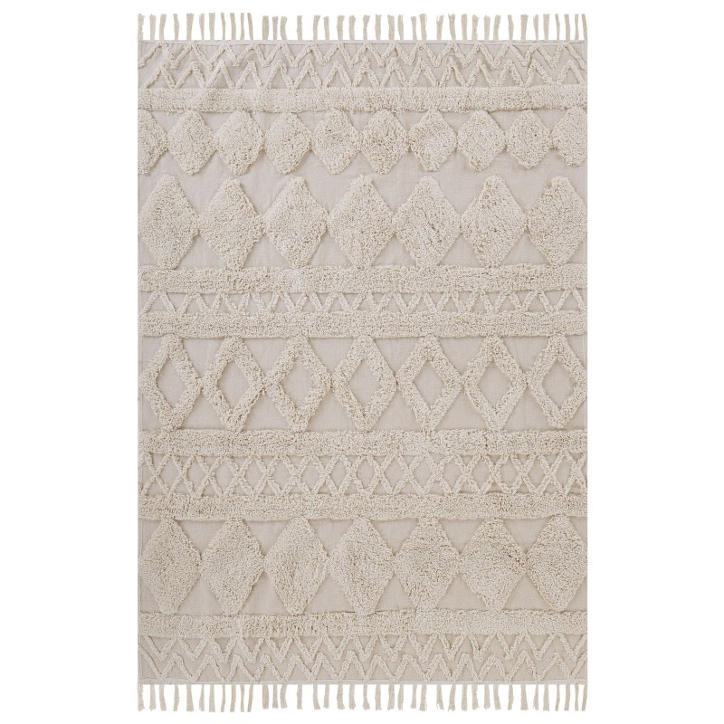 Dywan bawełniany 160 x 230 cm beżowy DIDIM Dywan bawełniany 160 x 230 cm beżowy DIDIM