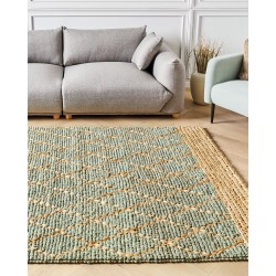 Dywan z juty 160 x 230 cm zielony z beżowym TELLIKAYA Dywan z juty 160 x 230 cm zielony z beżowym TELLIKAYA