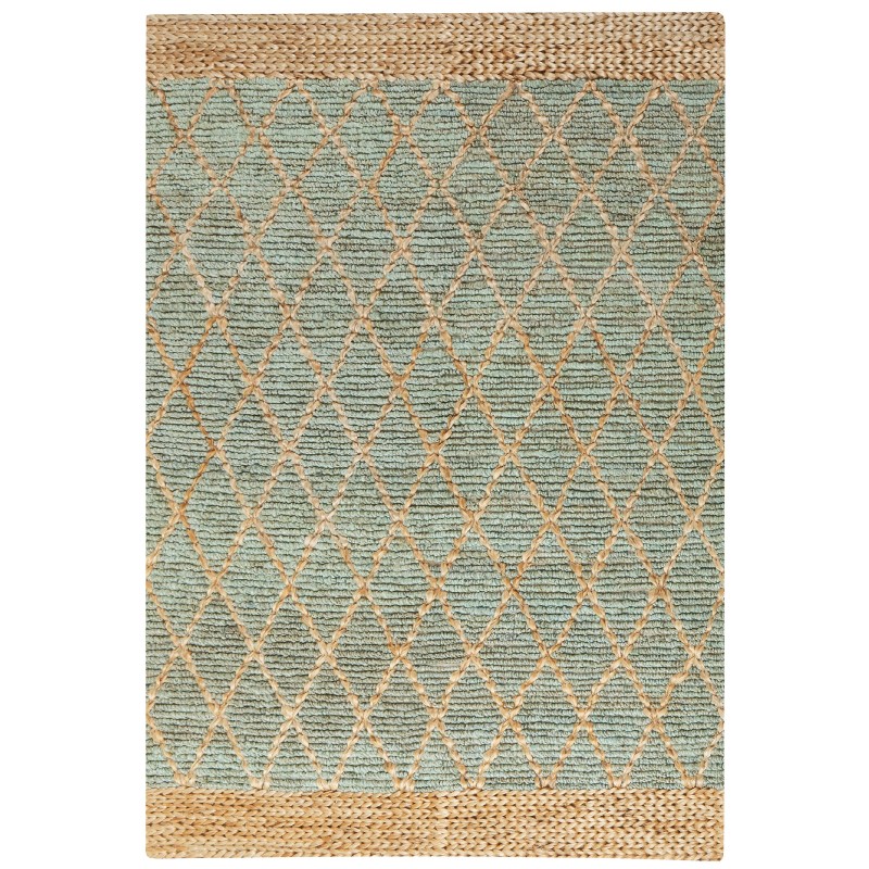 Dywan z juty 160 x 230 cm zielony z beżowym TELLIKAYA Dywan z juty 160 x 230 cm zielony z beżowym TELLIKAYA