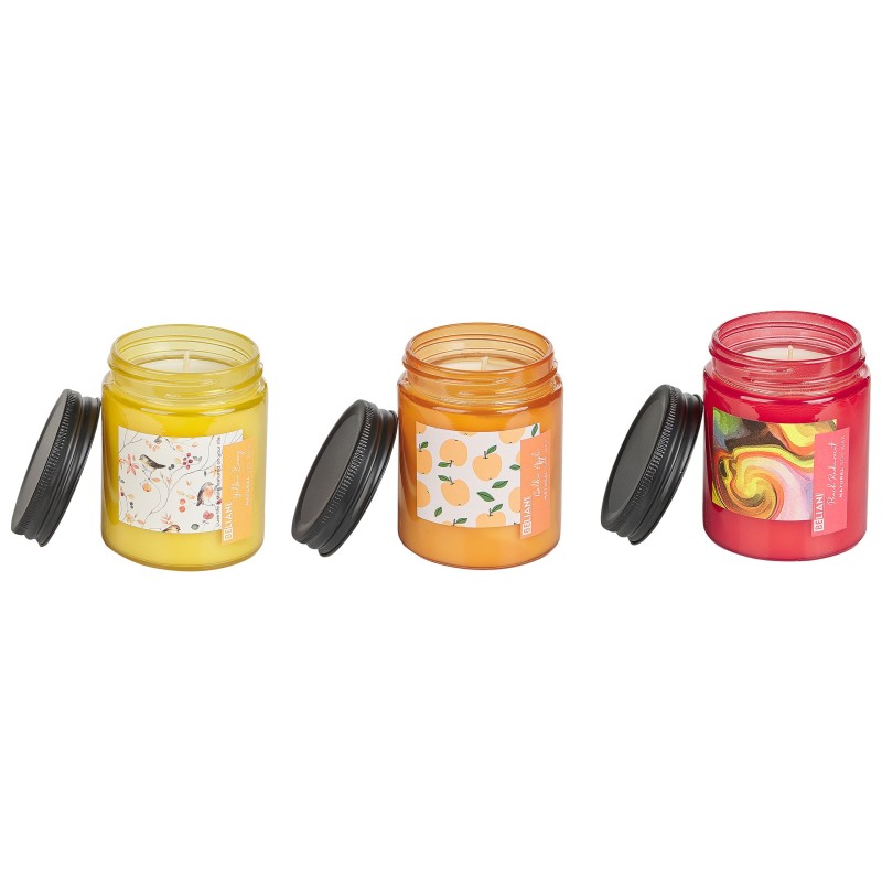 Zestaw 3 świeczek zapachowych FRUITY BLOOM Wosk sojowy Nuty owocowe Zestaw 3 świeczek zapachowych FRUITY BLOOM Wosk sojowy Nuty owocowe