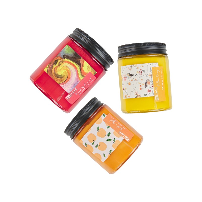 Zestaw 3 świeczek zapachowych FRUITY BLOOM Wosk sojowy Nuty owocowe Zestaw 3 świeczek zapachowych FRUITY BLOOM Wosk sojowy Nuty owocowe