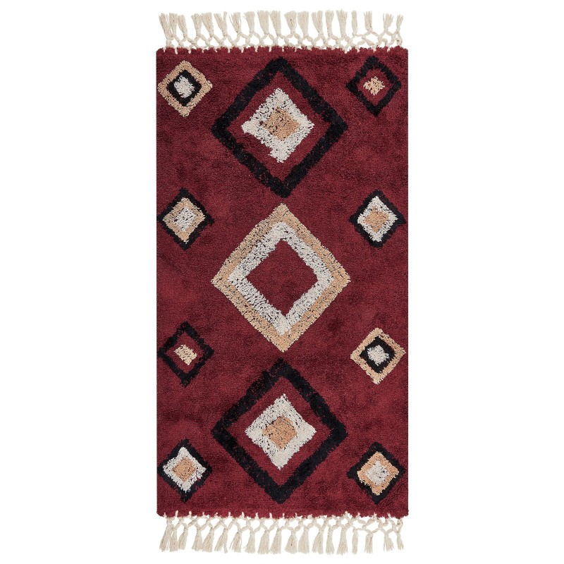 Dywan bawełniany 80 x 150 cm czerwony SIIRT Dywan bawełniany 80 x 150 cm czerwony SIIRT