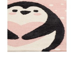 Dywan dziecięcy bawełniany motyw pingwina 80 x 150 cm różowy PENGKOL Dywan dziecięcy bawełniany motyw pingwina 80 x 150 cm różowy PENGKOL