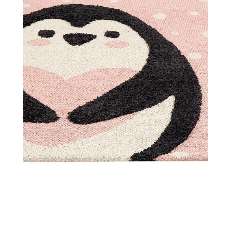 Dywan dziecięcy bawełniany motyw pingwina 80 x 150 cm różowy PENGKOL Dywan dziecięcy bawełniany motyw pingwina 80 x 150 cm różowy PENGKOL