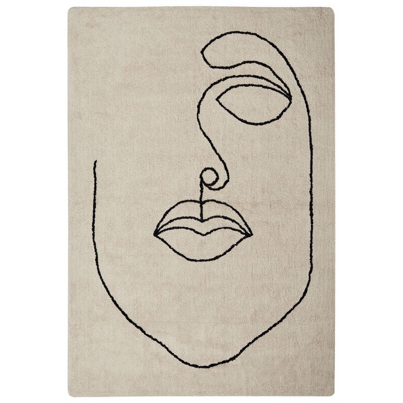 Dywan bawełniany 160 x 230 cm beżowy BAYIR Dywan bawełniany 160 x 230 cm beżowy BAYIR