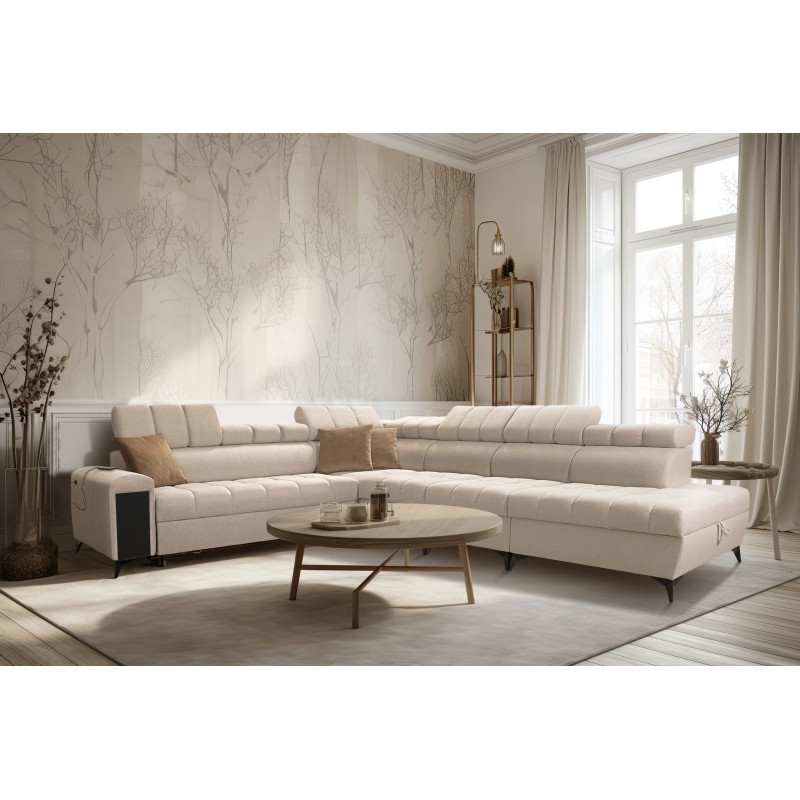 Venna XII corner sofa with a sleeping function and USB port - elegance and functionality in one!