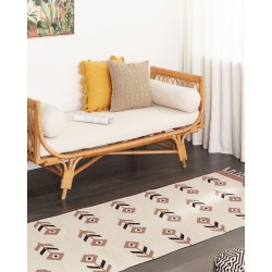 Dywan bawełniany kilim 80 x 300 cm beżowo-czarny NIAVAN Dywan bawełniany kilim 80 x 300 cm beżowo-czarny NIAVAN