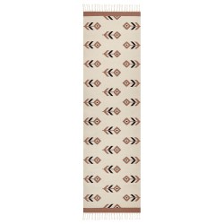 Dywan bawełniany kilim 80 x 300 cm beżowo-czarny NIAVAN Dywan bawełniany kilim 80 x 300 cm beżowo-czarny NIAVAN