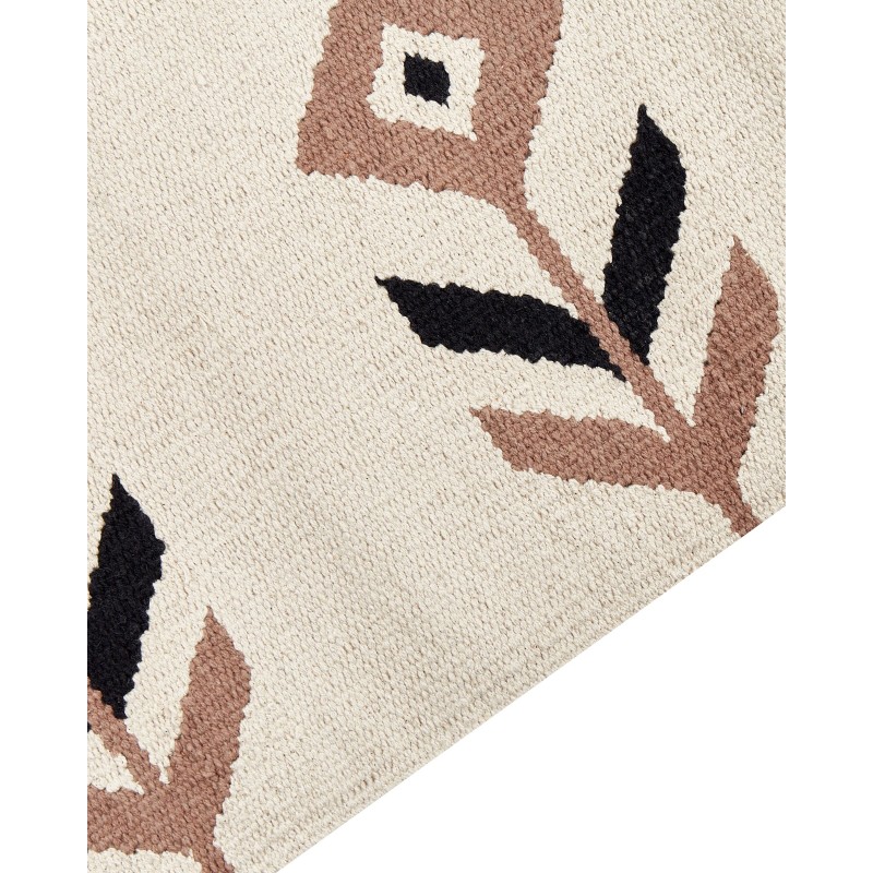 Dywan bawełniany kilim 80 x 300 cm beżowo-czarny NIAVAN Dywan bawełniany kilim 80 x 300 cm beżowo-czarny NIAVAN