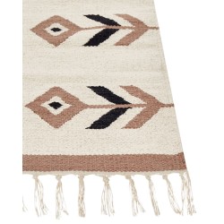 Dywan bawełniany kilim 80 x 300 cm beżowo-czarny NIAVAN Dywan bawełniany kilim 80 x 300 cm beżowo-czarny NIAVAN