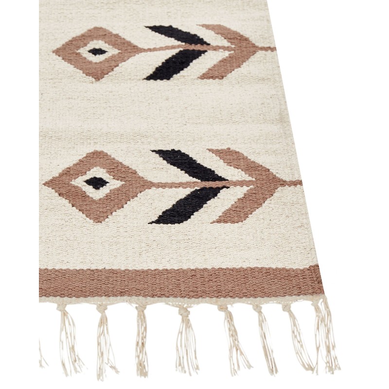 Dywan bawełniany kilim 80 x 300 cm beżowo-czarny NIAVAN Dywan bawełniany kilim 80 x 300 cm beżowo-czarny NIAVAN