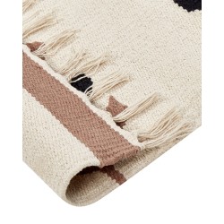 Dywan bawełniany kilim 80 x 300 cm beżowo-czarny NIAVAN Dywan bawełniany kilim 80 x 300 cm beżowo-czarny NIAVAN