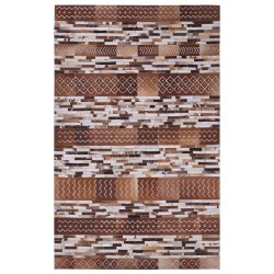 Dywan patchwork skórzany 140 x 200 cm brązowy HEREKLI Dywan patchwork skórzany 140 x 200 cm brązowy HEREKLI