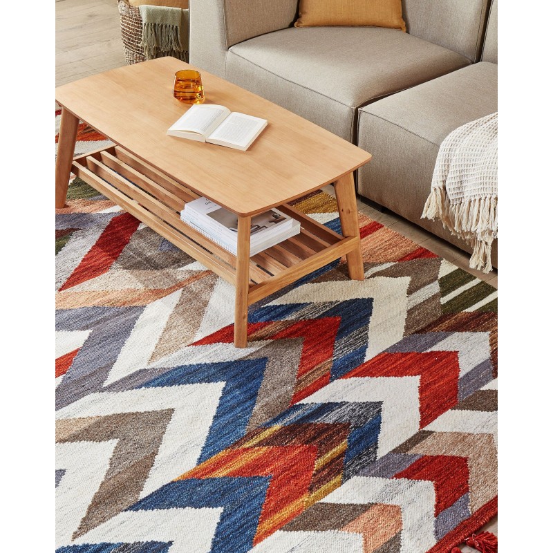 Dywan wełniany kilim 160 x 230 cm wielokolorowy KANAKERAVAN Dywan wełniany kilim 160 x 230 cm wielokolorowy KANAKERAVAN