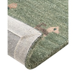 Dywan wełniany gabbeh ze wzorem w zwierzęta 80 x 150 cm zielony KIZARLI Dywan wełniany gabbeh ze wzorem w zwierzęta 80 x 150 cm zielony KIZARLI