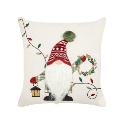 Zestaw 2 poduszek dekoracyjnych GNOME Bawełna 45 x 45 cm Biały Wzór świąteczny Zestaw 2 poduszek dekoracyjnych GNOME Bawełna 45 x 45 cm Biały Wzór świąteczny