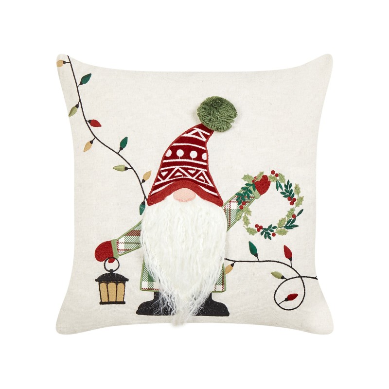 Zestaw 2 poduszek dekoracyjnych GNOME Bawełna 45 x 45 cm Biały Wzór świąteczny Zestaw 2 poduszek dekoracyjnych GNOME Bawełna 45 x 45 cm Biały Wzór świąteczny