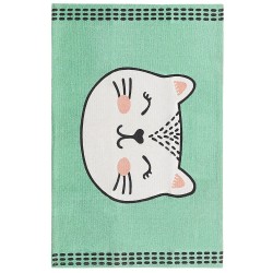 Dywan dziecięcy bawełniany koci wzór 60 x 90 cm zielony HOWRAH Dywan dziecięcy bawełniany koci wzór 60 x 90 cm zielony HOWRAH
