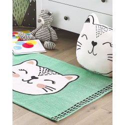Dywan dziecięcy bawełniany koci wzór 60 x 90 cm zielony HOWRAH Dywan dziecięcy bawełniany koci wzór 60 x 90 cm zielony HOWRAH