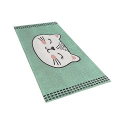 Dywan dziecięcy bawełniany koci wzór 60 x 90 cm zielony HOWRAH Dywan dziecięcy bawełniany koci wzór 60 x 90 cm zielony HOWRAH