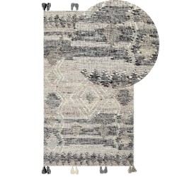 Dywan wełniany kilim 80 x 150 cm szary ARATASHEN