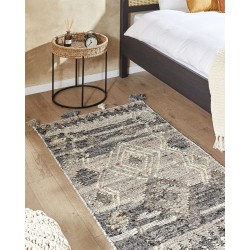 Dywan wełniany kilim 80 x 150 cm szary ARATASHEN Dywan wełniany kilim 80 x 150 cm szary ARATASHEN