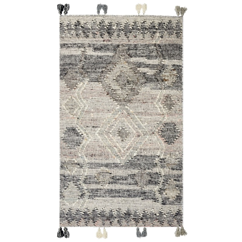 Dywan wełniany kilim 80 x 150 cm szary ARATASHEN Dywan wełniany kilim 80 x 150 cm szary ARATASHEN