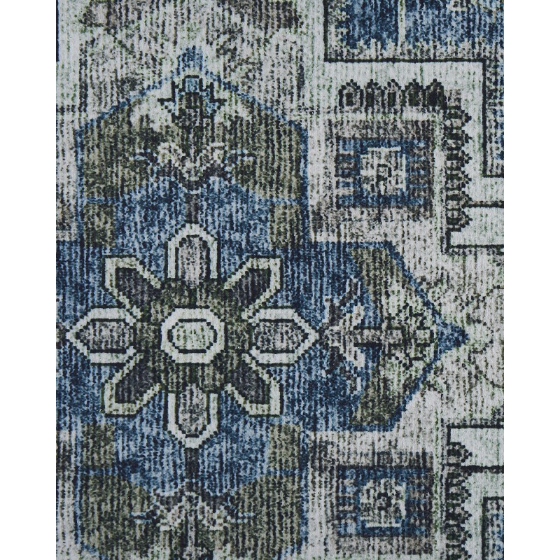 Dywan 80 x 300 cm szary z niebieskim KOTTAR Dywan 80 x 300 cm szary z niebieskim KOTTAR