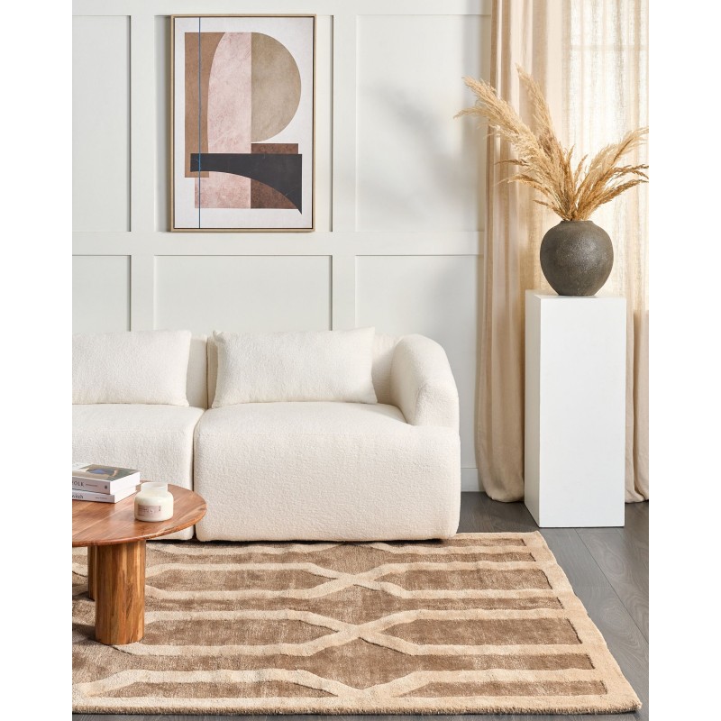 Dywan z wiskozy 160 x 230 cm beżowo-brązowy MAHRIN Dywan z wiskozy 160 x 230 cm beżowo-brązowy MAHRIN