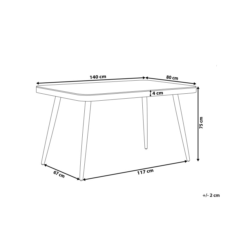 Stół ogrodowy LIPARI 140 cm 80 cm Szkło Szary Stół ogrodowy LIPARI 140 cm 80 cm Szkło Szary