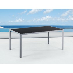 Stół ogrodowy CATANIA 160 cm 91 cm Szkło Czarny Stół ogrodowy CATANIA 160 cm 91 cm Szkło Czarny