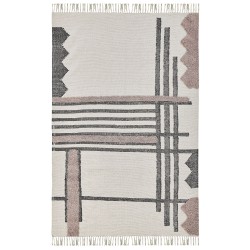 Dywan bawełniany 160 x 230 cm beżowo-czarny MURADIYE Dywan bawełniany 160 x 230 cm beżowo-czarny MURADIYE