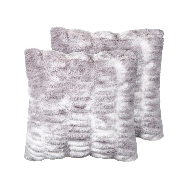 Zestaw 2 poduszek dekoracyjnych MACODES Sztuczne futro 45 x 45 cm Jasnoszary Jednolity Zestaw 2 poduszek dekoracyjnych MACODES Sztuczne futro 45 x 45 cm Jasnoszary Jednolity