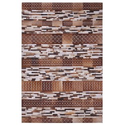 Dywan patchwork skórzany 160 x 230 cm brązowy HEREKLI Dywan patchwork skórzany 160 x 230 cm brązowy HEREKLI