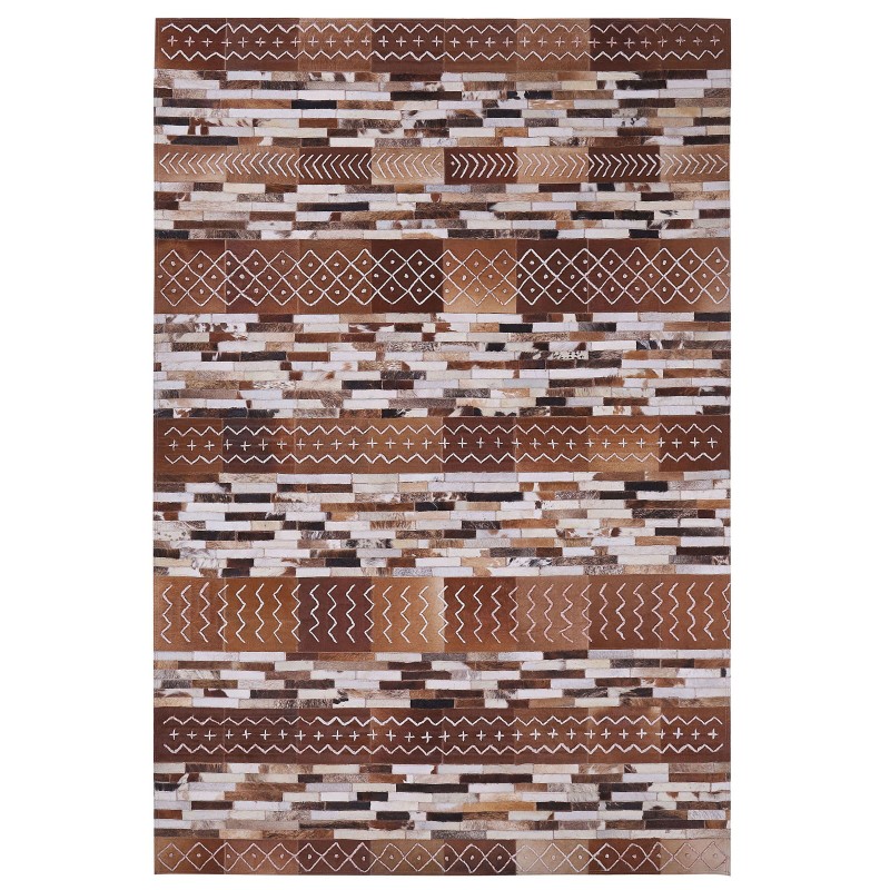 Dywan patchwork skórzany 160 x 230 cm brązowy HEREKLI Dywan patchwork skórzany 160 x 230 cm brązowy HEREKLI