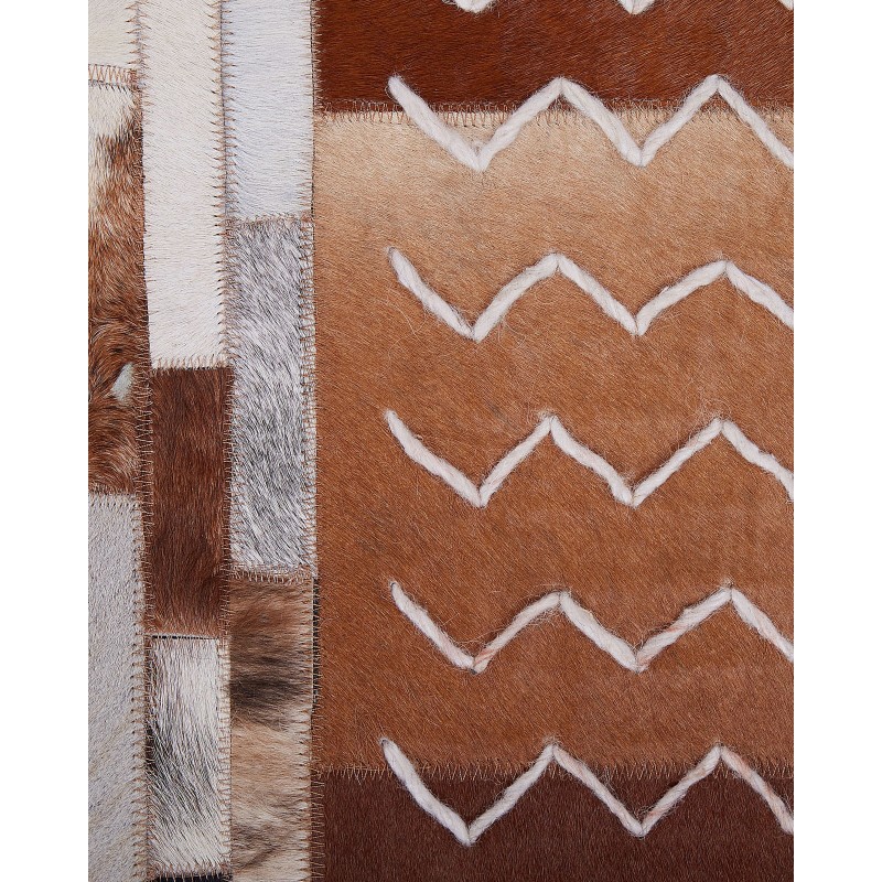 Dywan patchwork skórzany 160 x 230 cm brązowy HEREKLI Dywan patchwork skórzany 160 x 230 cm brązowy HEREKLI