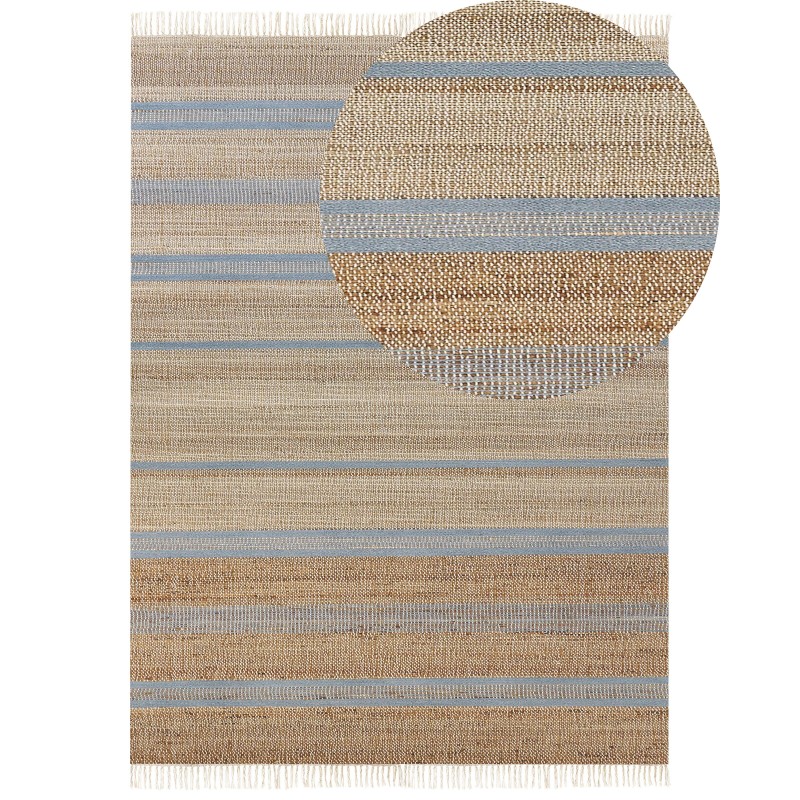Dywan z juty 160 x 230 cm beżowo-niebieski TALPUR Dywan z juty 160 x 230 cm beżowo-niebieski TALPUR