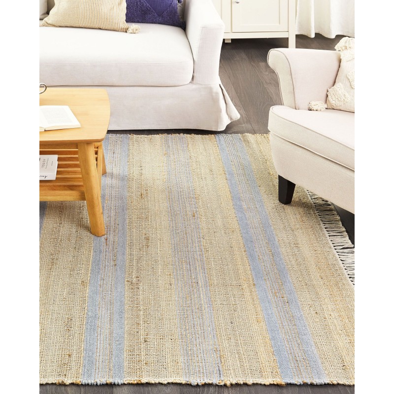 Dywan z juty 160 x 230 cm beżowo-niebieski TALPUR Dywan z juty 160 x 230 cm beżowo-niebieski TALPUR