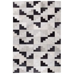 Dywan patchwork skórzany 140 x 200 cm czarno-szary EFIRLI Dywan patchwork skórzany 140 x 200 cm czarno-szary EFIRLI