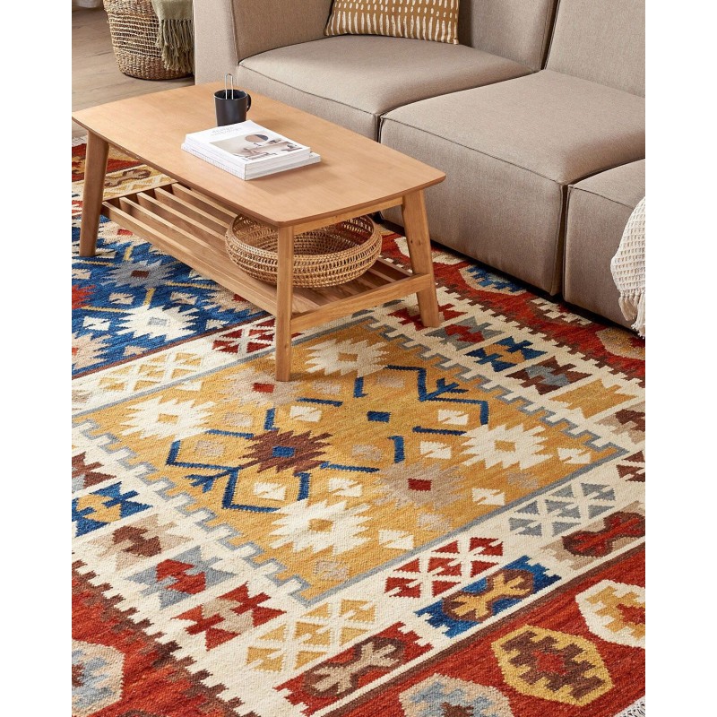 Dywan wełniany kilim 200 x 300 cm wielokolorowy VOSKEHAT Dywan wełniany kilim 200 x 300 cm wielokolorowy VOSKEHAT