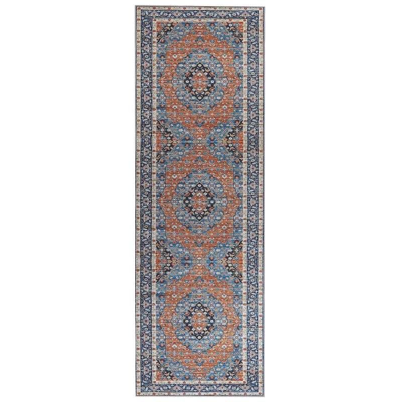 Dywan 80 x 240 cm niebieski z pomarańczowym MIDALAM Dywan 80 x 240 cm niebieski z pomarańczowym MIDALAM