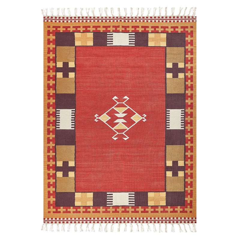 Dywan bawełniany kilim 140 x 200 cm wielokolorowy PARAKAR Dywan bawełniany kilim 140 x 200 cm wielokolorowy PARAKAR
