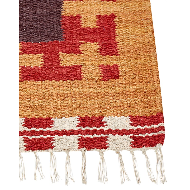 Dywan bawełniany kilim 140 x 200 cm wielokolorowy PARAKAR Dywan bawełniany kilim 140 x 200 cm wielokolorowy PARAKAR