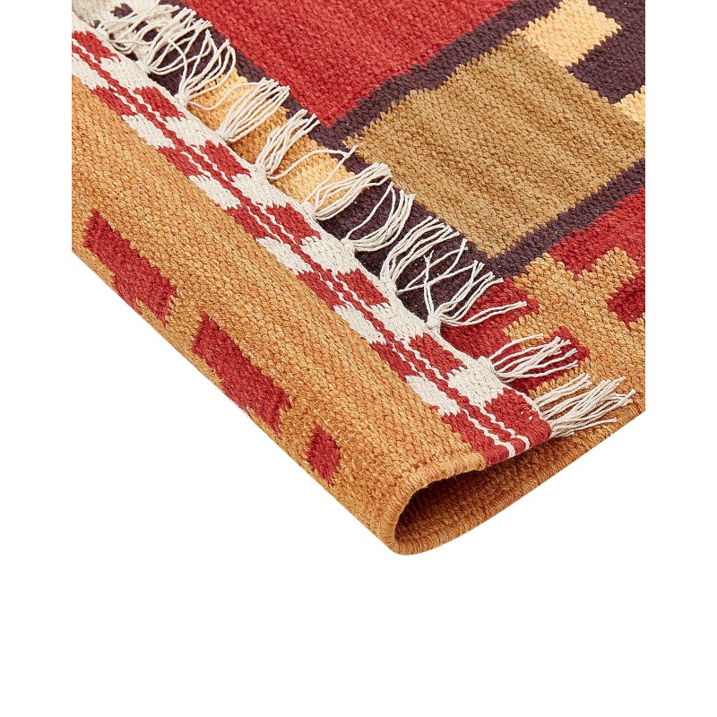 Dywan bawełniany kilim 140 x 200 cm wielokolorowy PARAKAR Dywan bawełniany kilim 140 x 200 cm wielokolorowy PARAKAR
